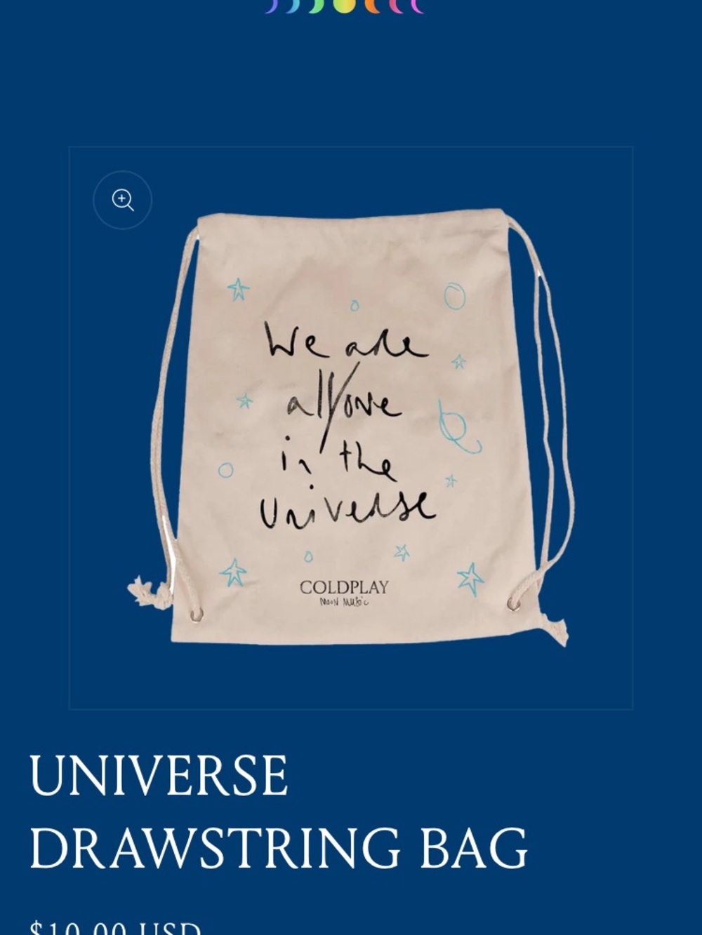 Coldplay Universe Drawstring Bag - Cream